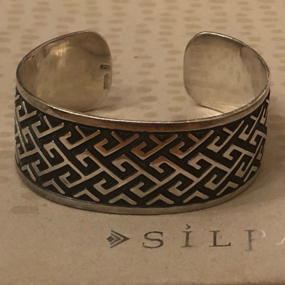 Rare Vintage Silpada Sterling Silver Aztec Design Cuff Bracelet B1165 - Picture 12 of 16